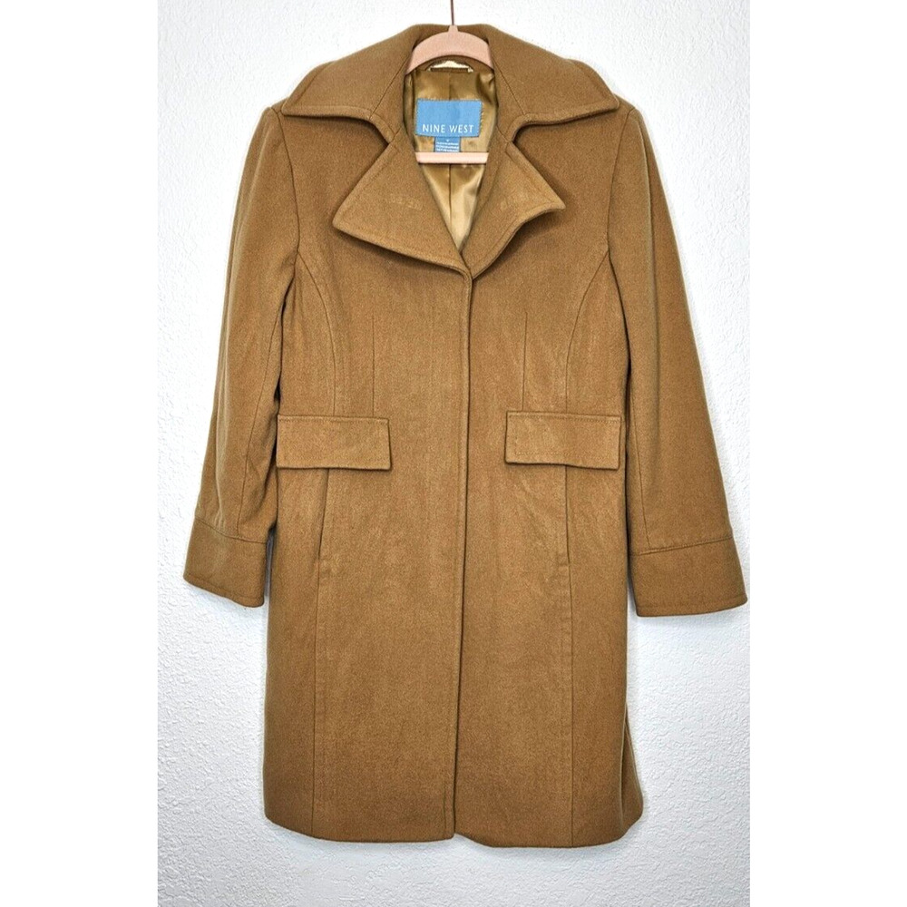 Nine West Camel Brown Wool Blend Pea Coat - Picture 1 of 16
